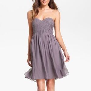 Donna Morgan Silk and Chiffon Strapless Cocktail Dress in Lilac Size 6